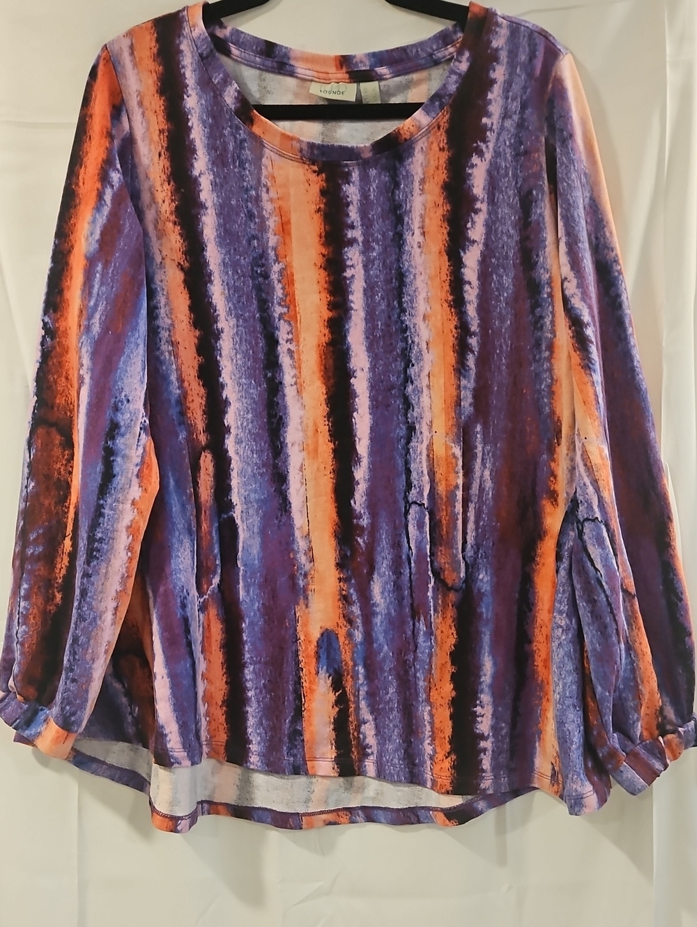 Lynne's Closet Purple & Orange Velvet Striped Crewneck Long Sleeve Tee